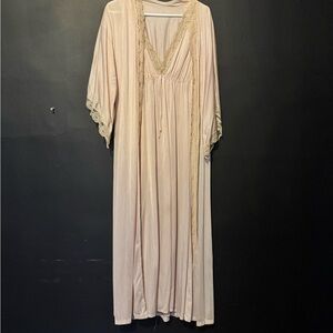 Elegant Lace Trimmed Nightgown and Robe